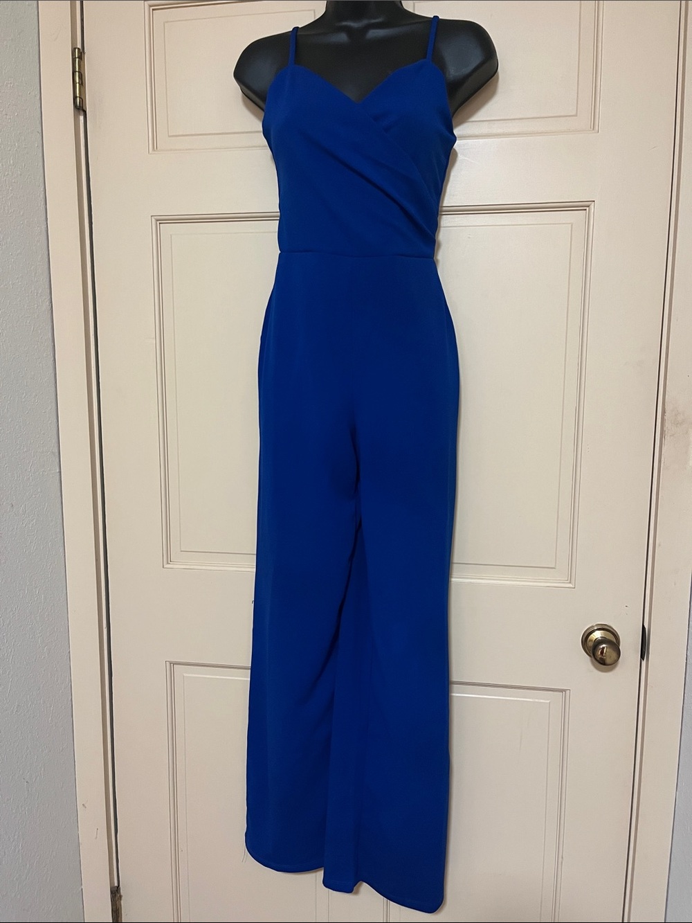 Blue Sleeveless Wide-Leg Jumpsuit